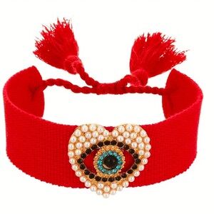 Red Beaded Heart Bracelet - NWT